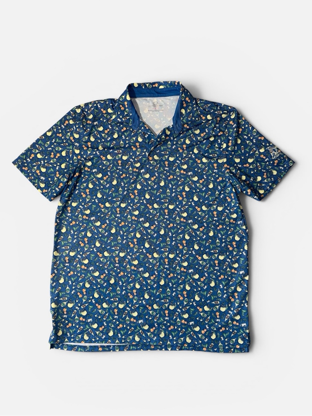 Southern Tide Large blue margarita all over pattern performance golf polo shirt